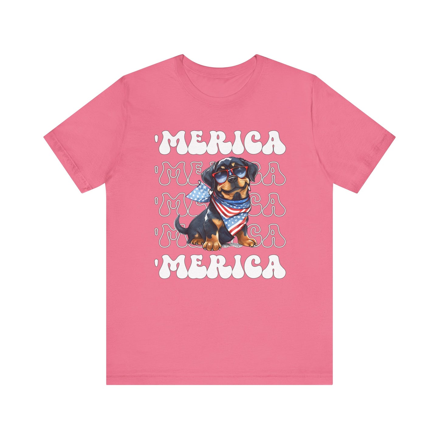 Rottweiler 'Merica Patriotic T-Shirt, Rottweiler 4th of July Top, Cute Rottie Dog Fourth of July Shirt Red White Blue Rottweiler Top