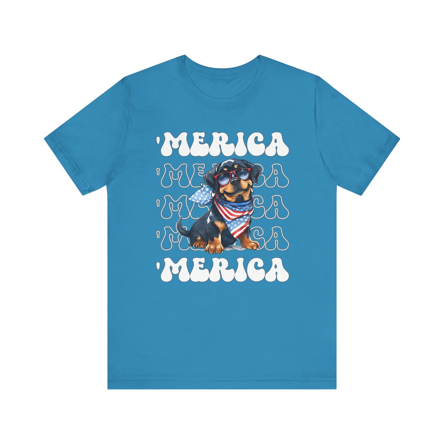 Rottweiler 'Merica Patriotic T-Shirt, Rottweiler 4th of July Top, Cute Rottie Dog Fourth of July Shirt Red White Blue Rottweiler Top