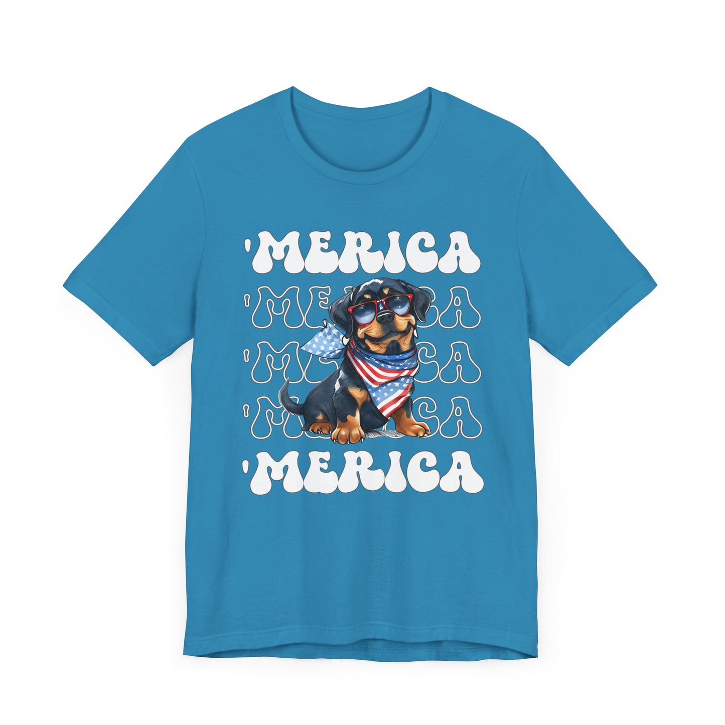 Rottweiler 'Merica Patriotic T-Shirt, Rottweiler 4th of July Top, Cute Rottie Dog Fourth of July Shirt Red White Blue Rottweiler Top