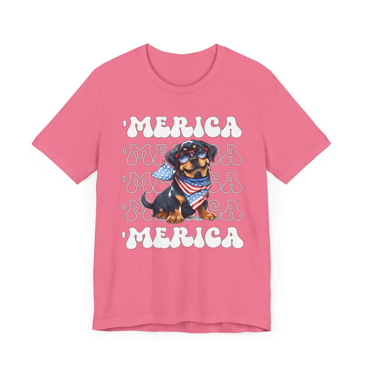 Rottweiler 'Merica Patriotic T-Shirt, Rottweiler 4th of July Top, Cute Rottie Dog Fourth of July Shirt Red White Blue Rottweiler Top