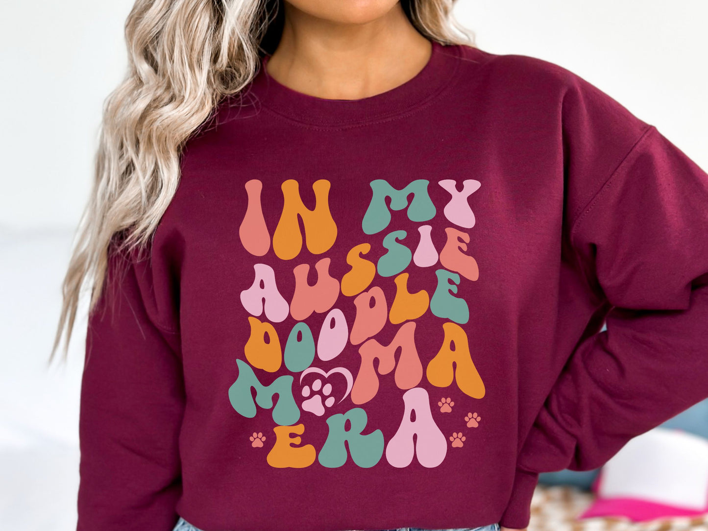 In My Aussiedoodle Mama Era Crewneck Sweatshirt, Aussie Doodle Mom Sweatshirt, Aussiedoo Mama Shirt