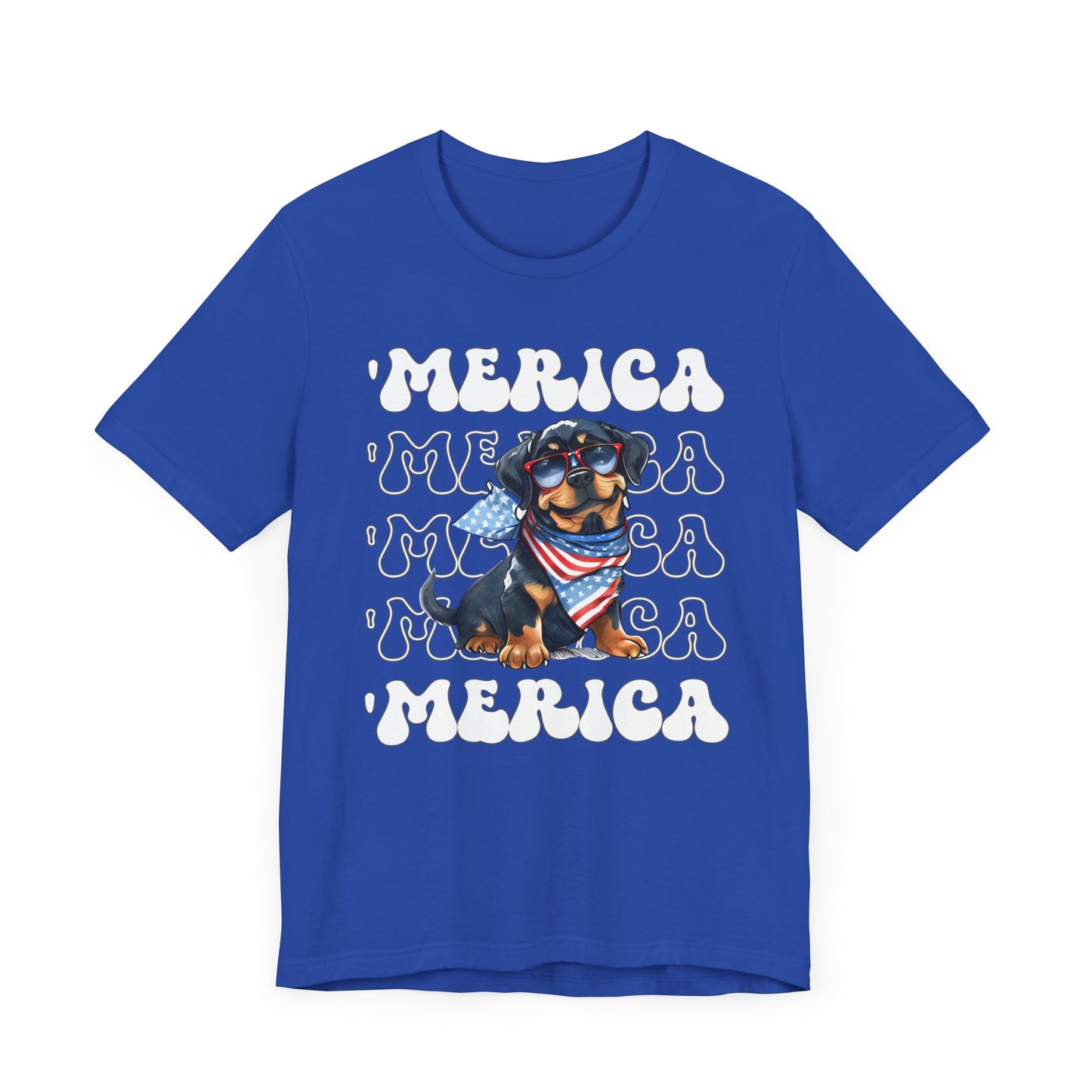 Rottweiler 'Merica Patriotic T-Shirt, Rottweiler 4th of July Top, Cute Rottie Dog Fourth of July Shirt Red White Blue Rottweiler Top