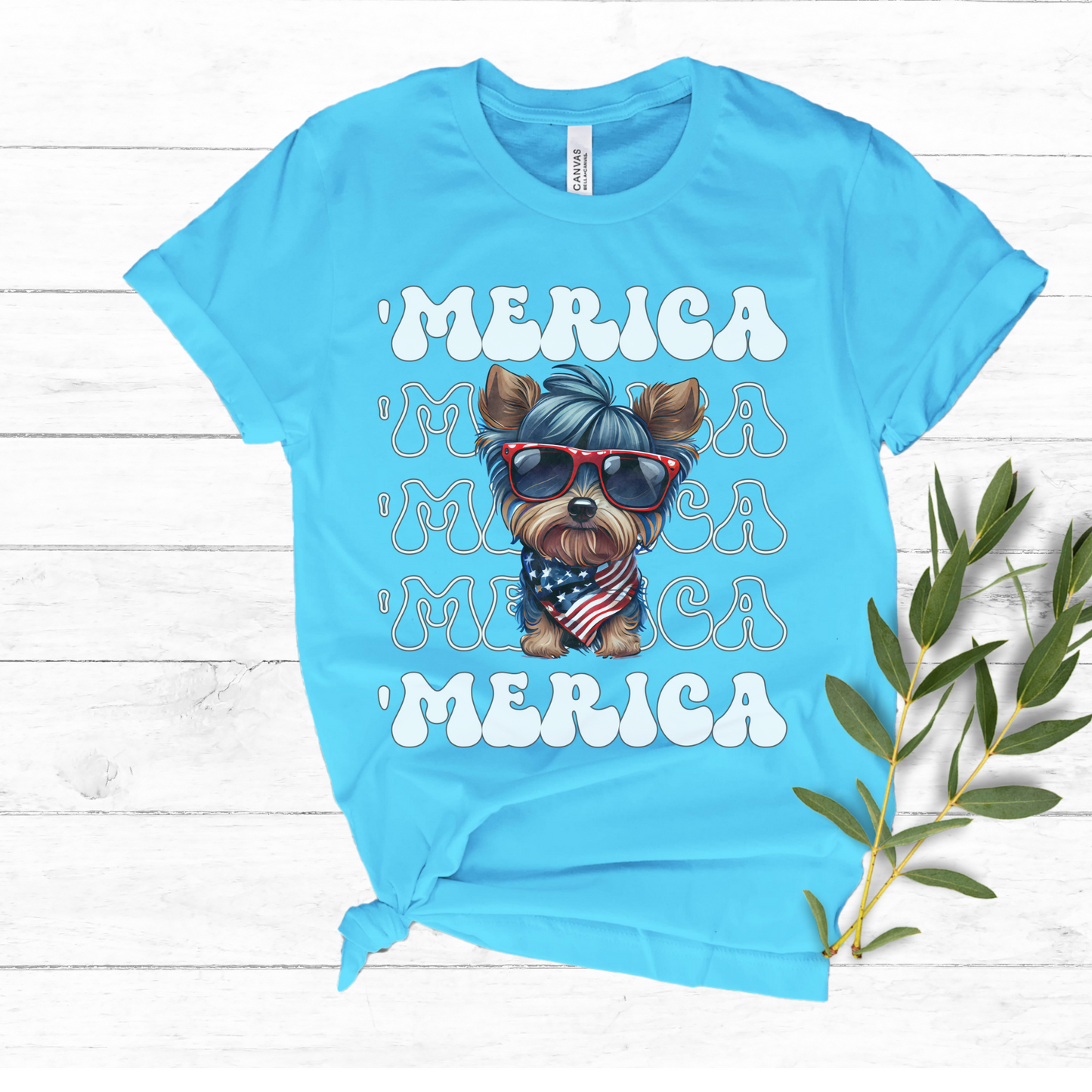 Yorkshire Terrier 'Merica Patriotic T-Shirt, Yorkie 4th of July Top, Cute Yorkshire Terrier Dog Fourth of July Shirt, Yorkie Lover Dog