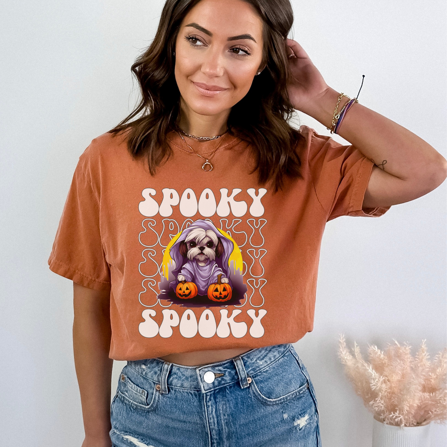 Shih Tzu Halloween Shirt, Spooky Season Shih Tzu Top For Women, Shih Tzu Ghost Spooky Season t-shirt, Shih Tzu Lover Halloween
