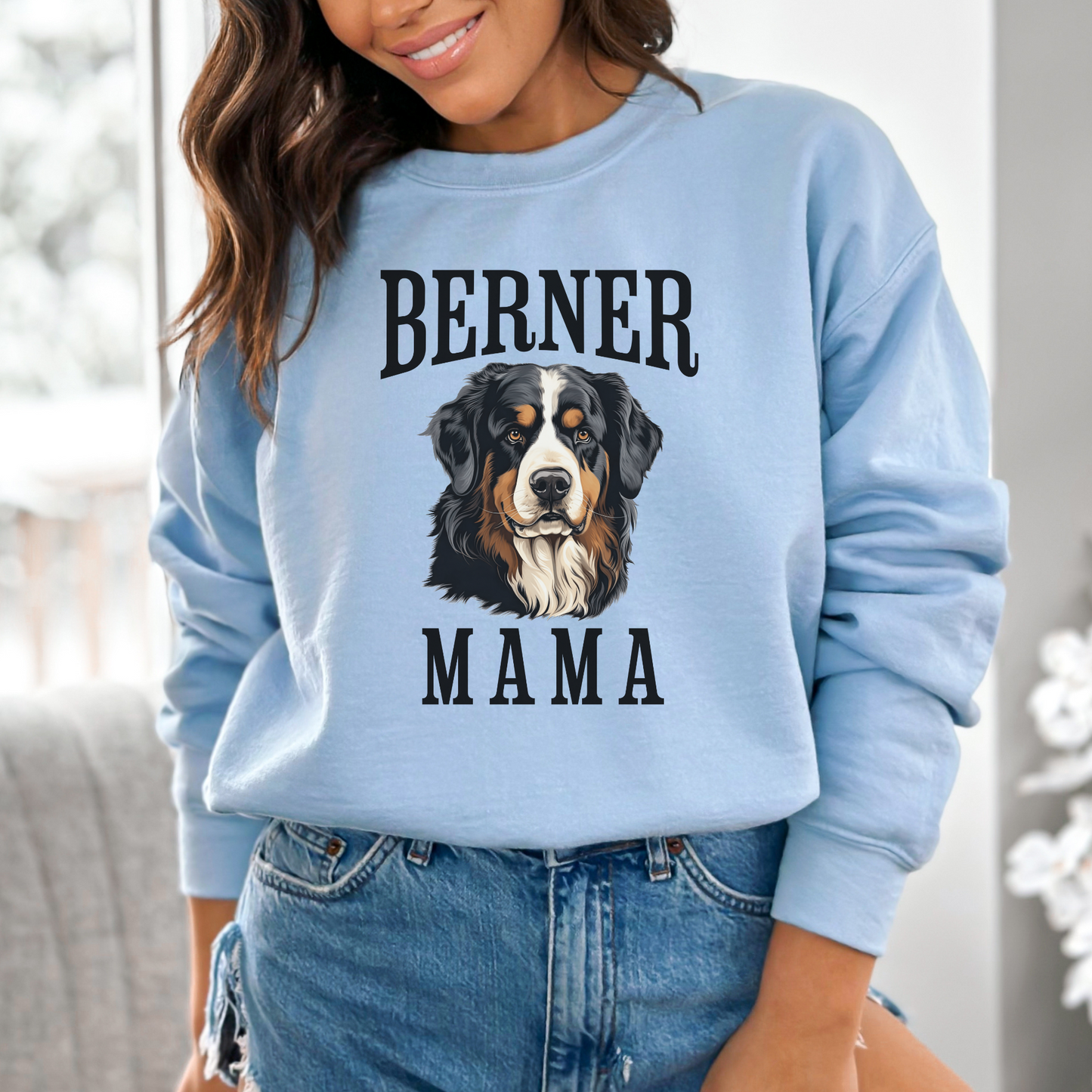 Berner Mama Crewneck Sweatshirt, Bernese Mountain Dog Womens Top, Bernie Ladies Sweatshirt, Berner Mom, Bernese Mountain Dog Gift Idea