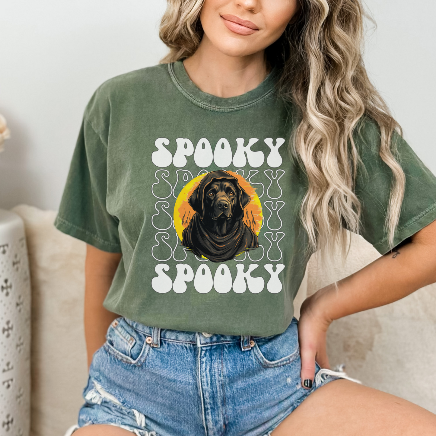 Labrador Retriever Halloween Shirt, Spooky Season Black Lab Top For Women, Black Lab Ghost Spooky Season t-shirt, Lab Dog Halloween Ghost