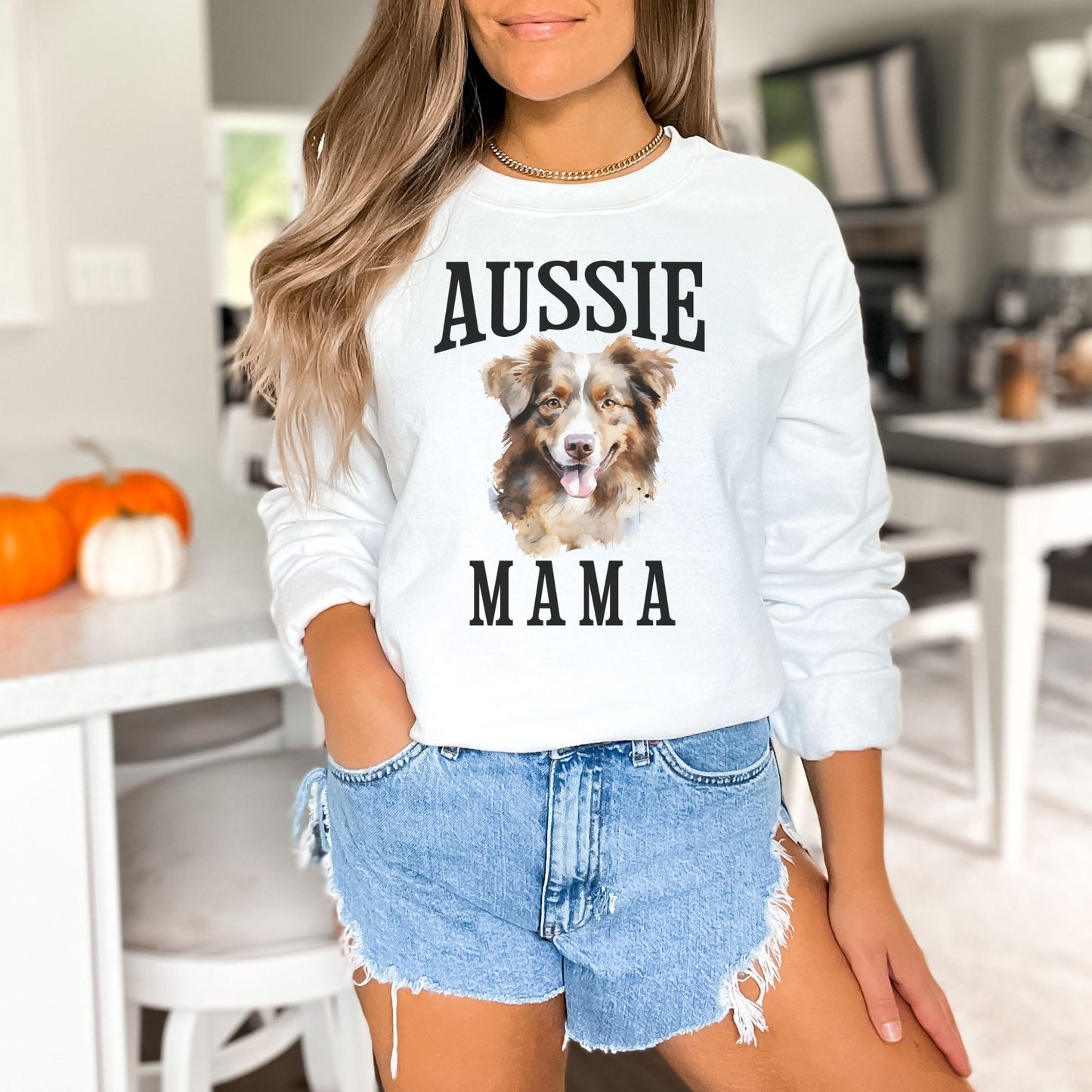Australian Shepherd Dog Mama Crewneck Sweatshirt, Aussie DogWomens Top, Aussie Shepherd Ladies Sweatshirt, Aussie Mom, Herd Dog Mama