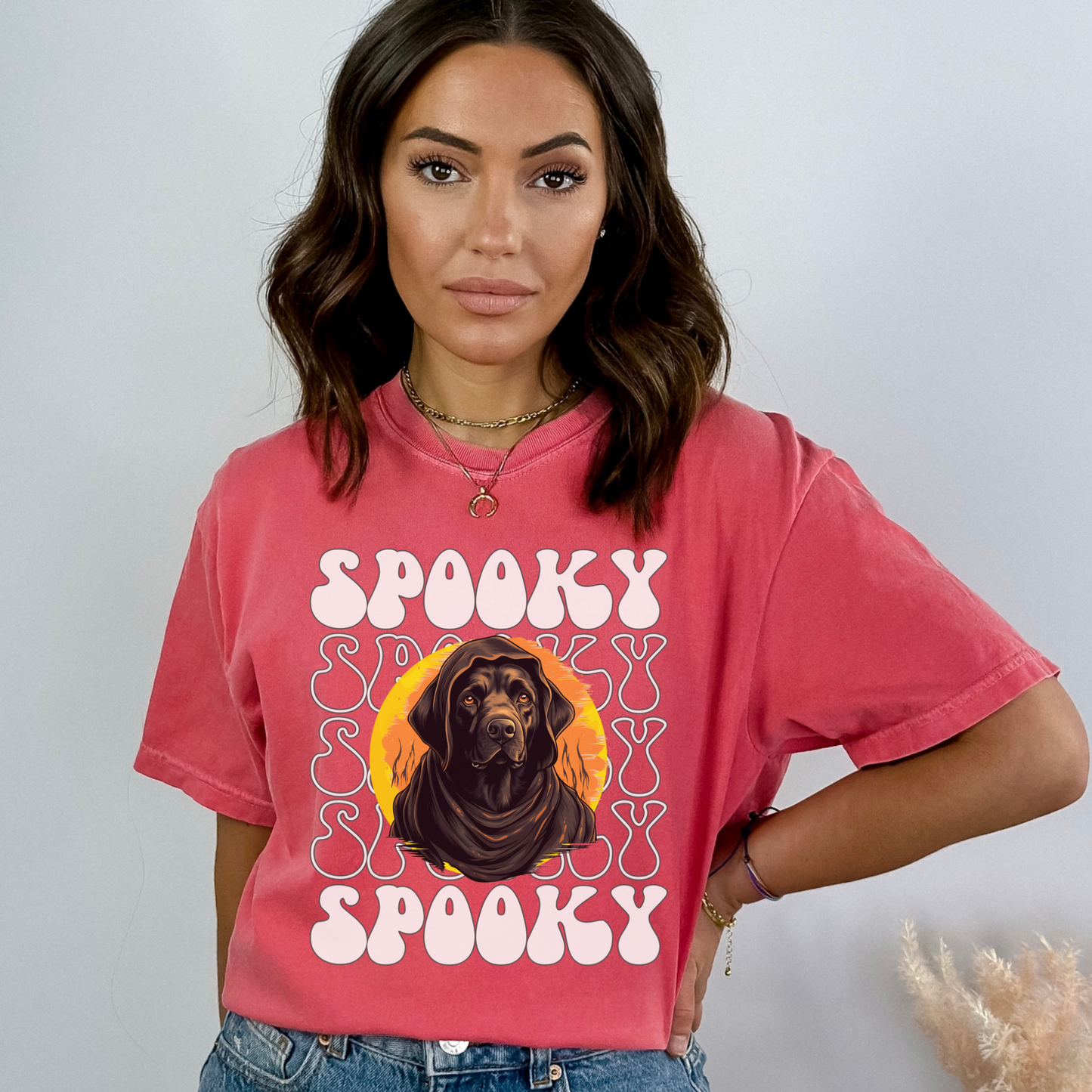 Labrador Retriever Halloween Shirt, Spooky Season Black Lab Top For Women, Black Lab Ghost Spooky Season t-shirt, Lab Dog Halloween Ghost