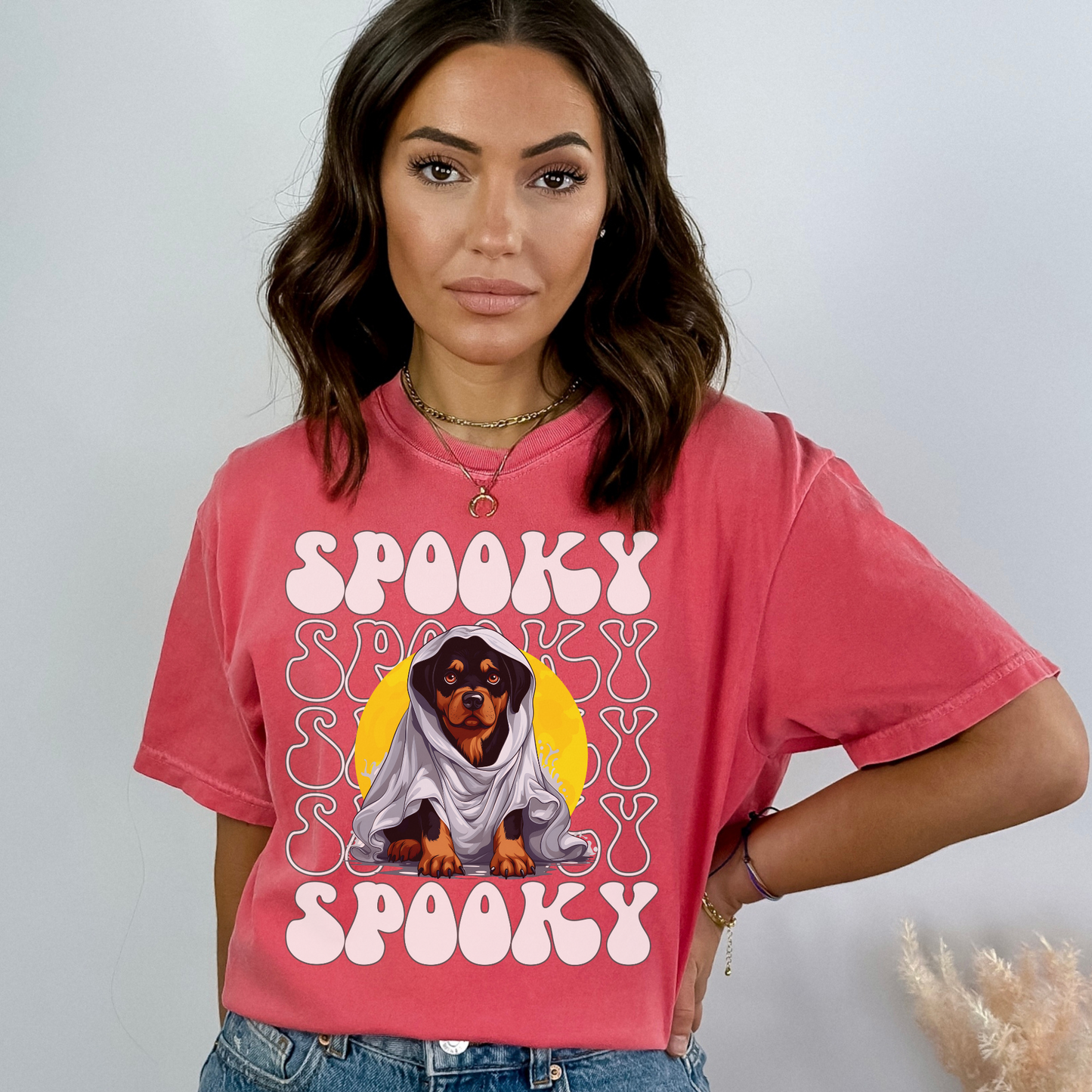 Rottweiler Halloween Shirt, Spooky Season Rottweiler Top For Women, Rottweiler Ghost Spooky Season t-shirt, Rottie Lover Halloween