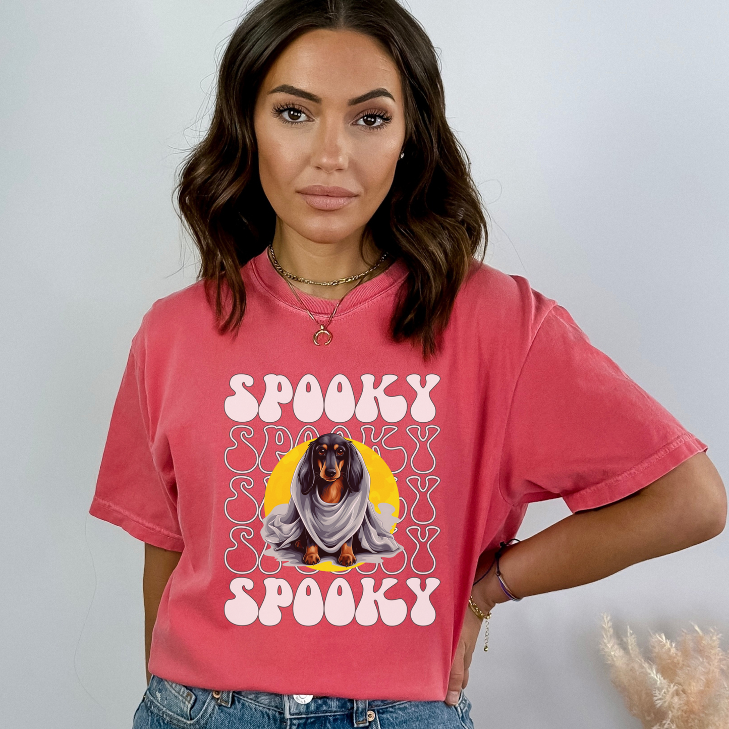 Dachshund Halloween Shirt, Spooky Season Doxie Top For Women, Dachshund Ghost Spooky Season t-shirt, Doxie Halloween Ghost