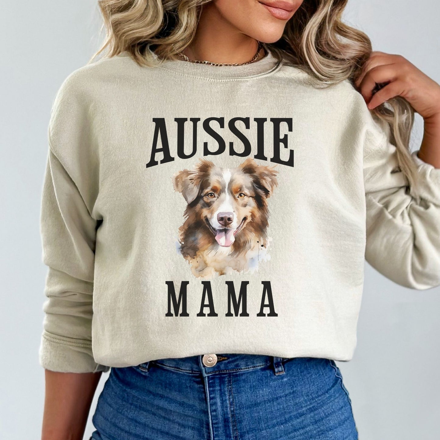 Australian Shepherd Dog Mama Crewneck Sweatshirt, Aussie DogWomens Top, Aussie Shepherd Ladies Sweatshirt, Aussie Mom, Herd Dog Mama