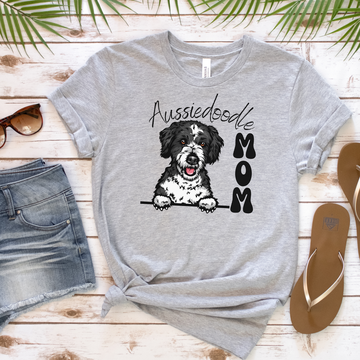 Aussiedoodle Mom Shirt Aussie Doodle Mama Gift Black and White Aussiedoo, Cute Aussiedoodle Puppy, Dog Mom t-shirt, Aussiedoodle Lover Gift