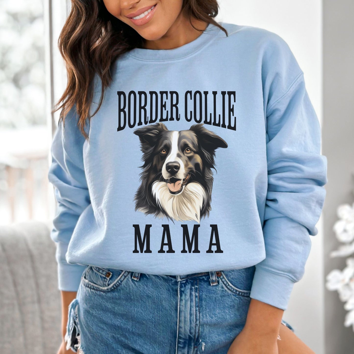 Border Collie Mama Crewneck Sweatshirt, Border Collie Womens Top, Border Collie Ladies Sweatshirt, Border Collie Mom, Herd Dog Mama