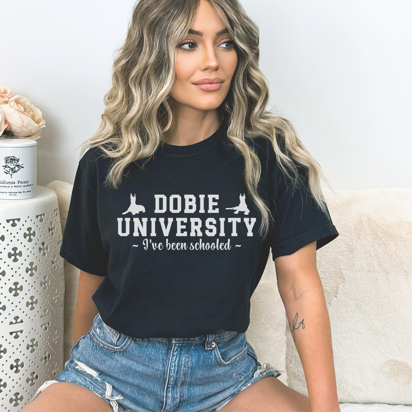 Funny Dobie University Shirt, Doberman Pincher Top For Women, Dobie Lover t-shirt, Dobie Mama, Doberman Pincher Mom Gift