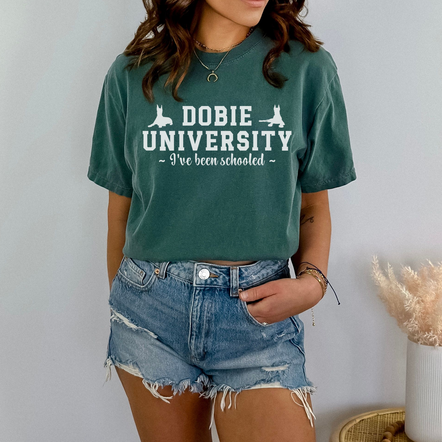 Funny Dobie University Shirt, Doberman Pincher Top For Women, Dobie Lover t-shirt, Dobie Mama, Doberman Pincher Mom Gift