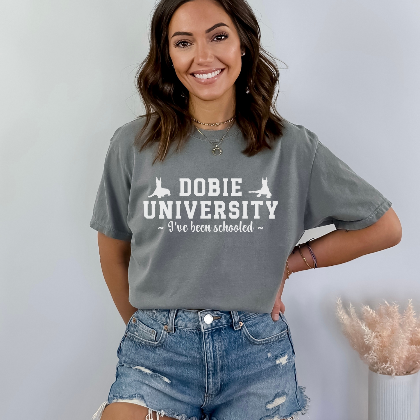 Funny Dobie University Shirt, Doberman Pincher Top For Women, Dobie Lover t-shirt, Dobie Mama, Doberman Pincher Mom Gift