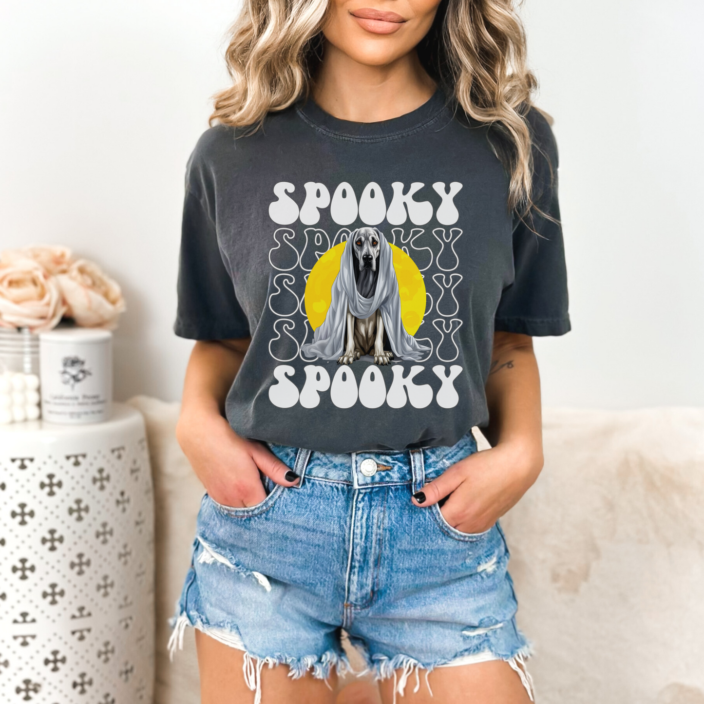 Great Dane Halloween Shirt, Spooky Season Great Dane Top For Women, Great Dane Ghost Spooky Season t-shirt, Great Dane Lover Halloween