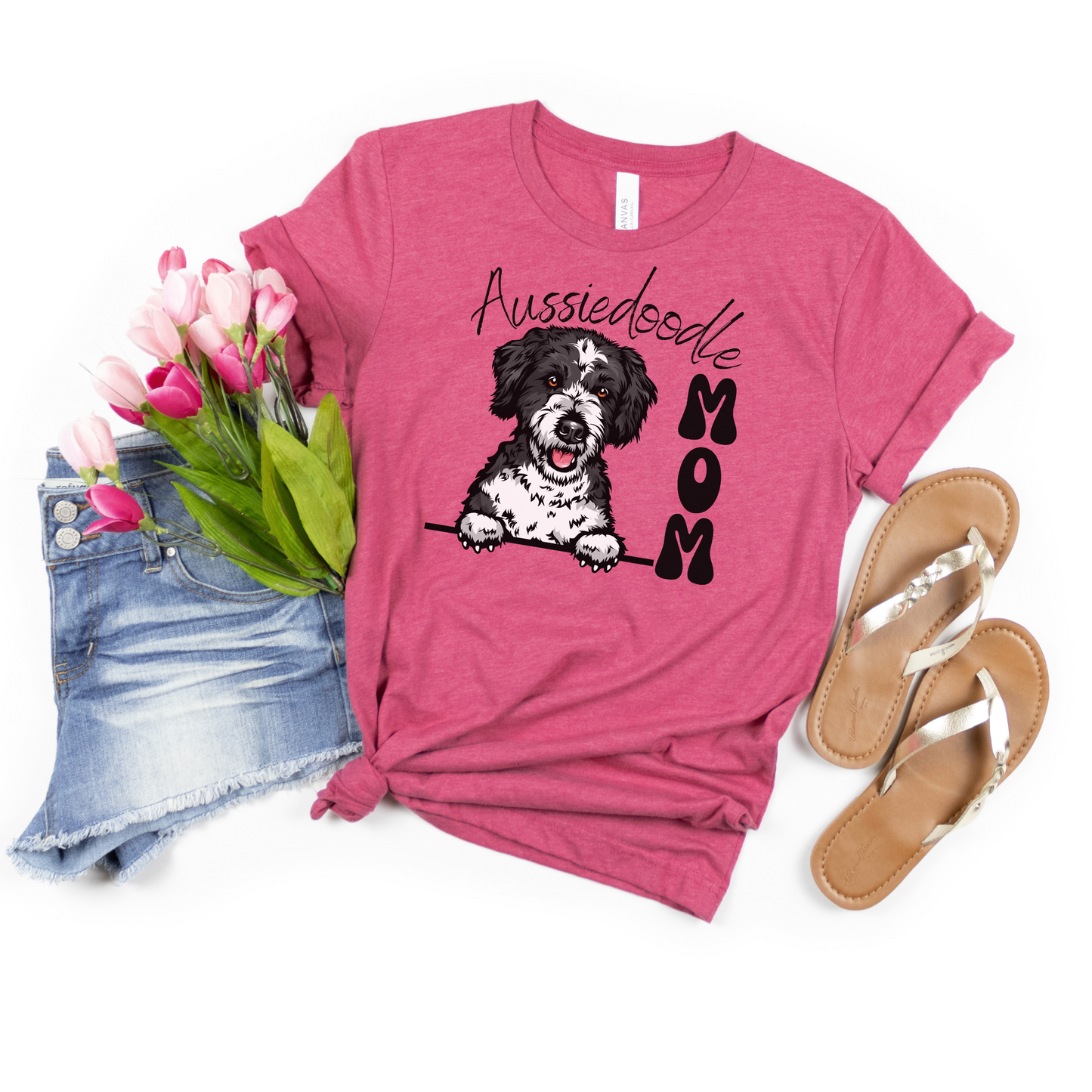 Aussiedoodle Mom Shirt Aussie Doodle Mama Gift Black and White Aussiedoo, Cute Aussiedoodle Puppy, Dog Mom t-shirt, Aussiedoodle Lover Gift