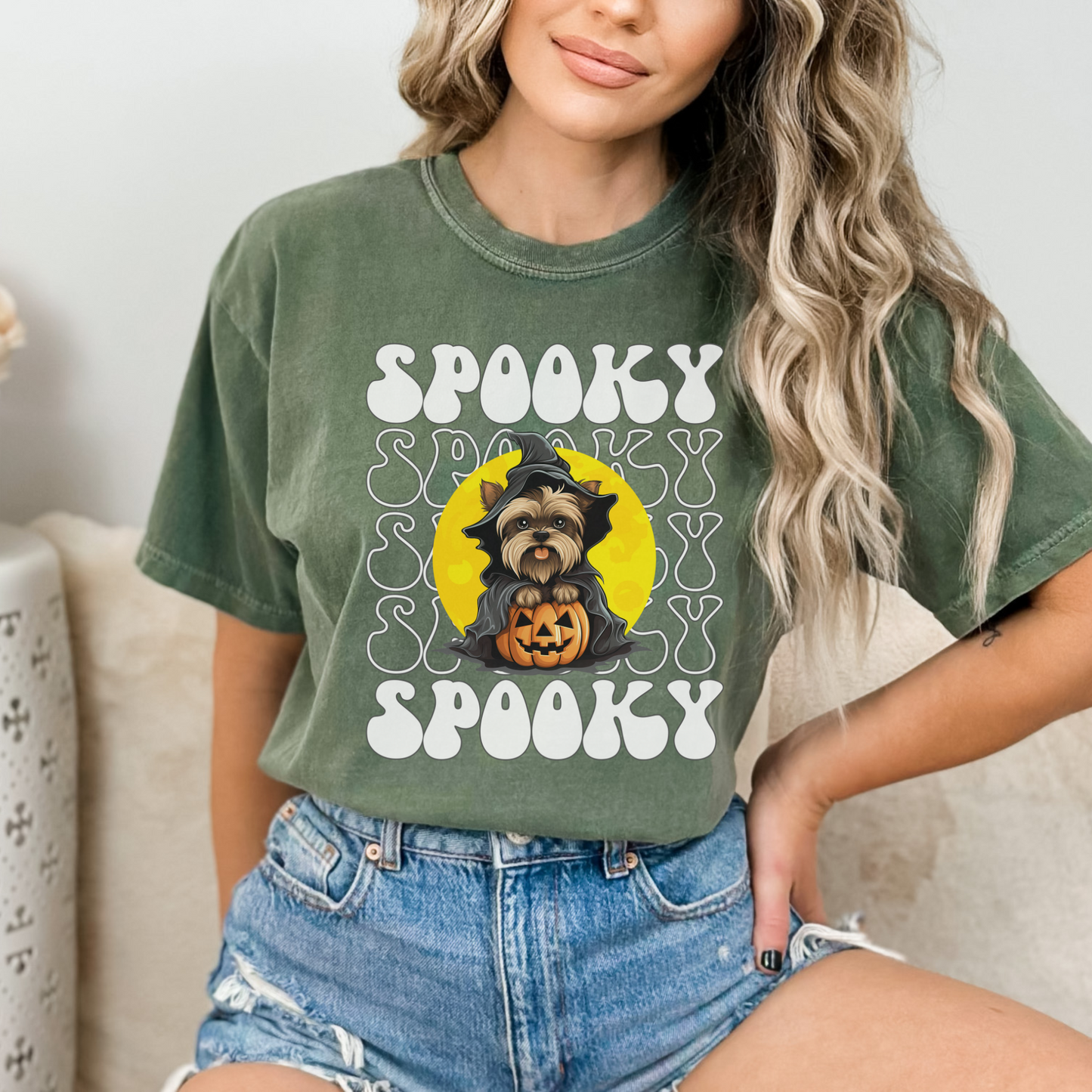 Yorkie Halloween Shirt, Spooky Season Yorkshire Terrier Top For Women, Yorkie Ghost Spooky Season t-shirt, Yorkshire Terror Halloween Ghost