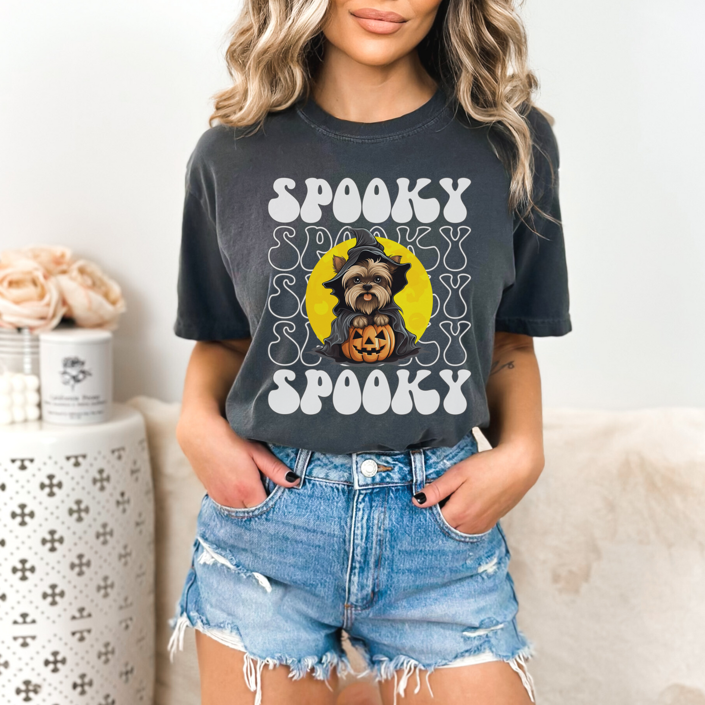 Yorkie Halloween Shirt, Spooky Season Yorkshire Terrier Top For Women, Yorkie Ghost Spooky Season t-shirt, Yorkshire Terror Halloween Ghost