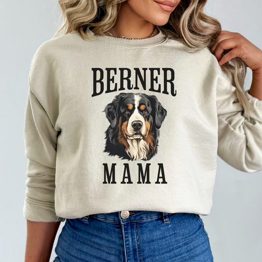 Sand Berner Mama Crewneck Sweatshirt, Bernese Mountain Dog Womens Top