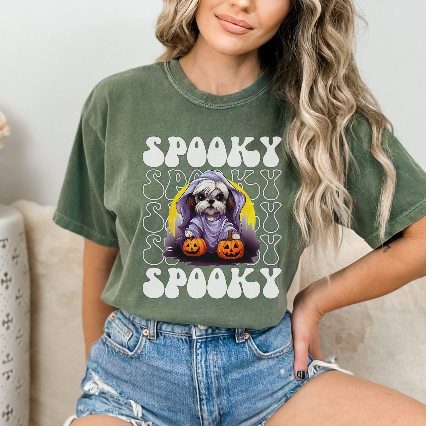 Shih Tzu Halloween Shirt, Spooky Season Shih Tzu Top For Women, Shih Tzu Ghost Spooky Season t-shirt, Shih Tzu Lover Halloween