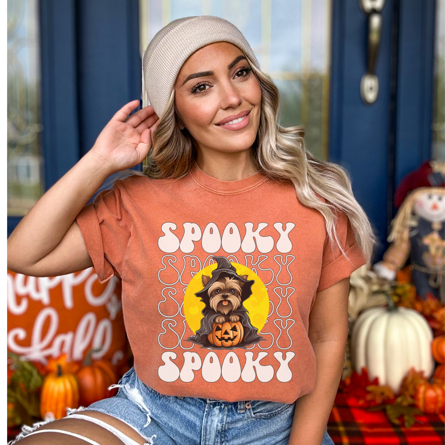 Yorkie Halloween Shirt, Spooky Season Yorkshire Terrier Top For Women, Yorkie Ghost Spooky Season t-shirt, Yorkshire Terror Halloween Ghost