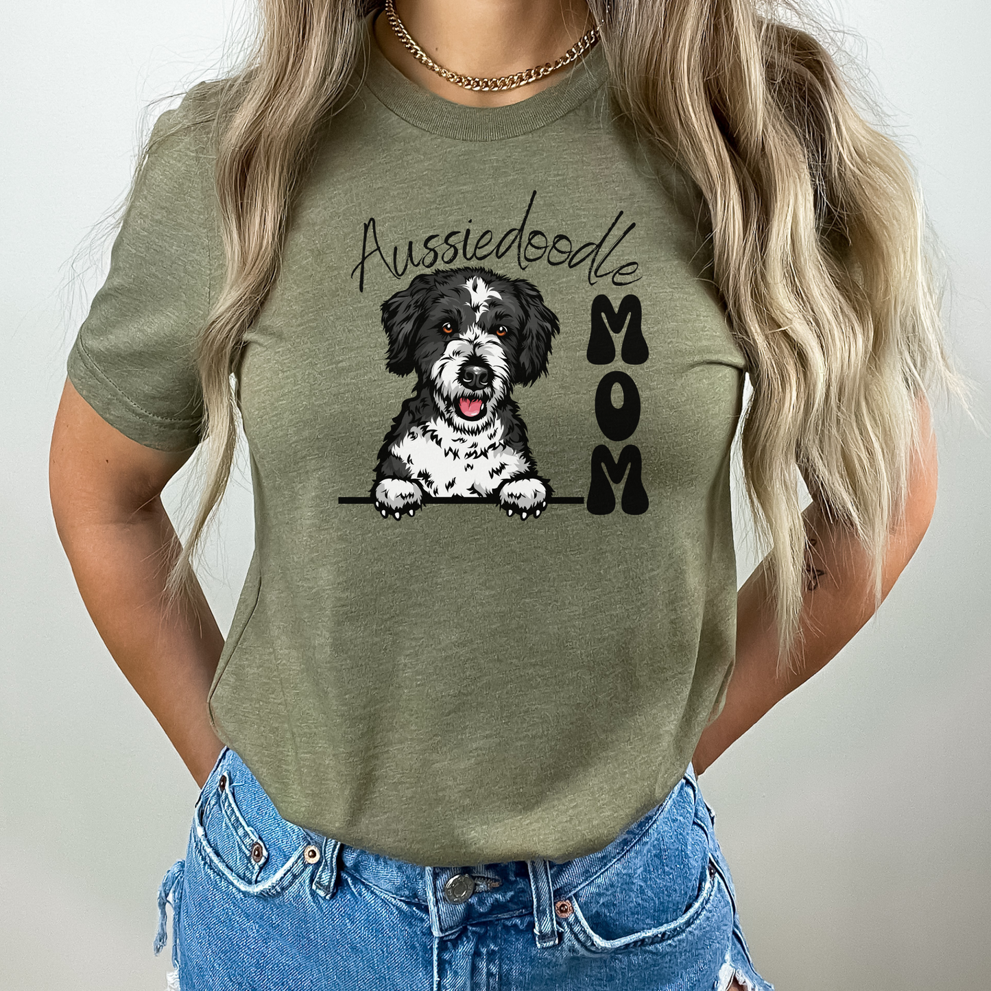 Aussiedoodle Mom Shirt Aussie Doodle Mama Gift Black and White Aussiedoo, Cute Aussiedoodle Puppy, Dog Mom t-shirt, Aussiedoodle Lover Gift