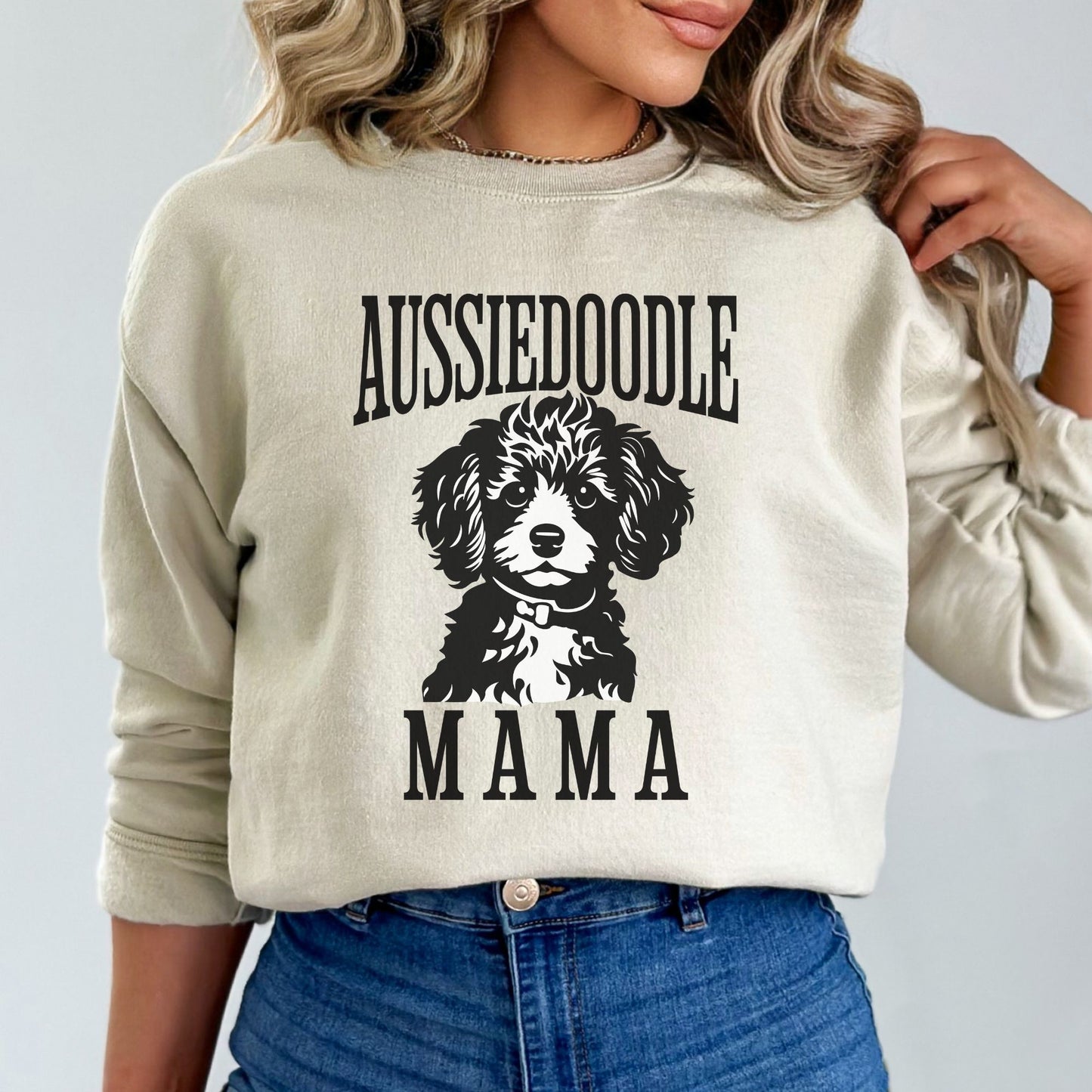 Aussiedoodle Mama Crewneck Sweatshirt, Aussie Doodle Womens Top, Miniature Aussiedoo Ladies Sweatshirt